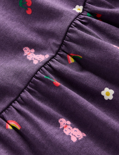 Curved Yoke Jersey Dress-Mystic Purple Parisian-3