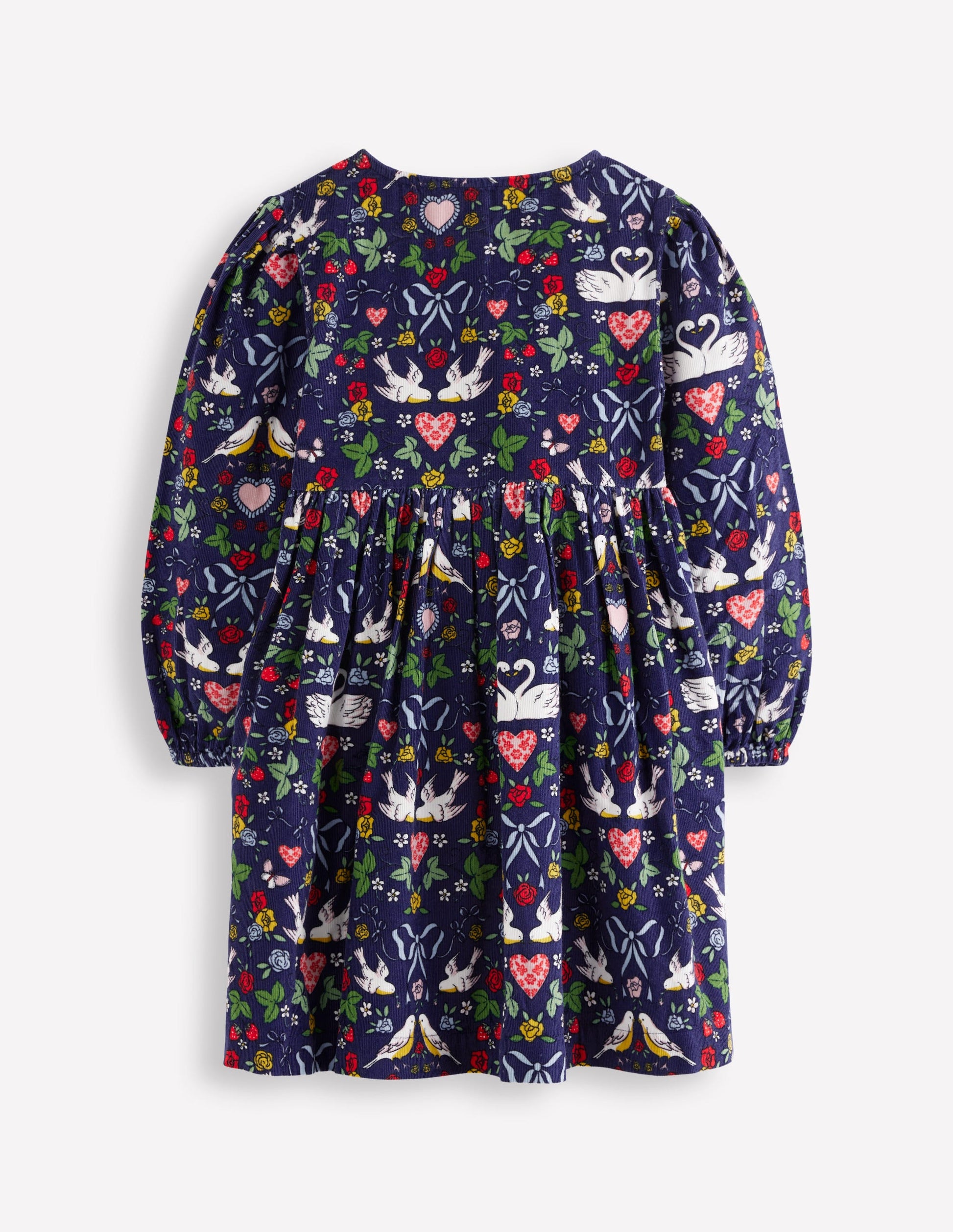 Bow Button Through Dress-Starboard Blue Love Birds-3