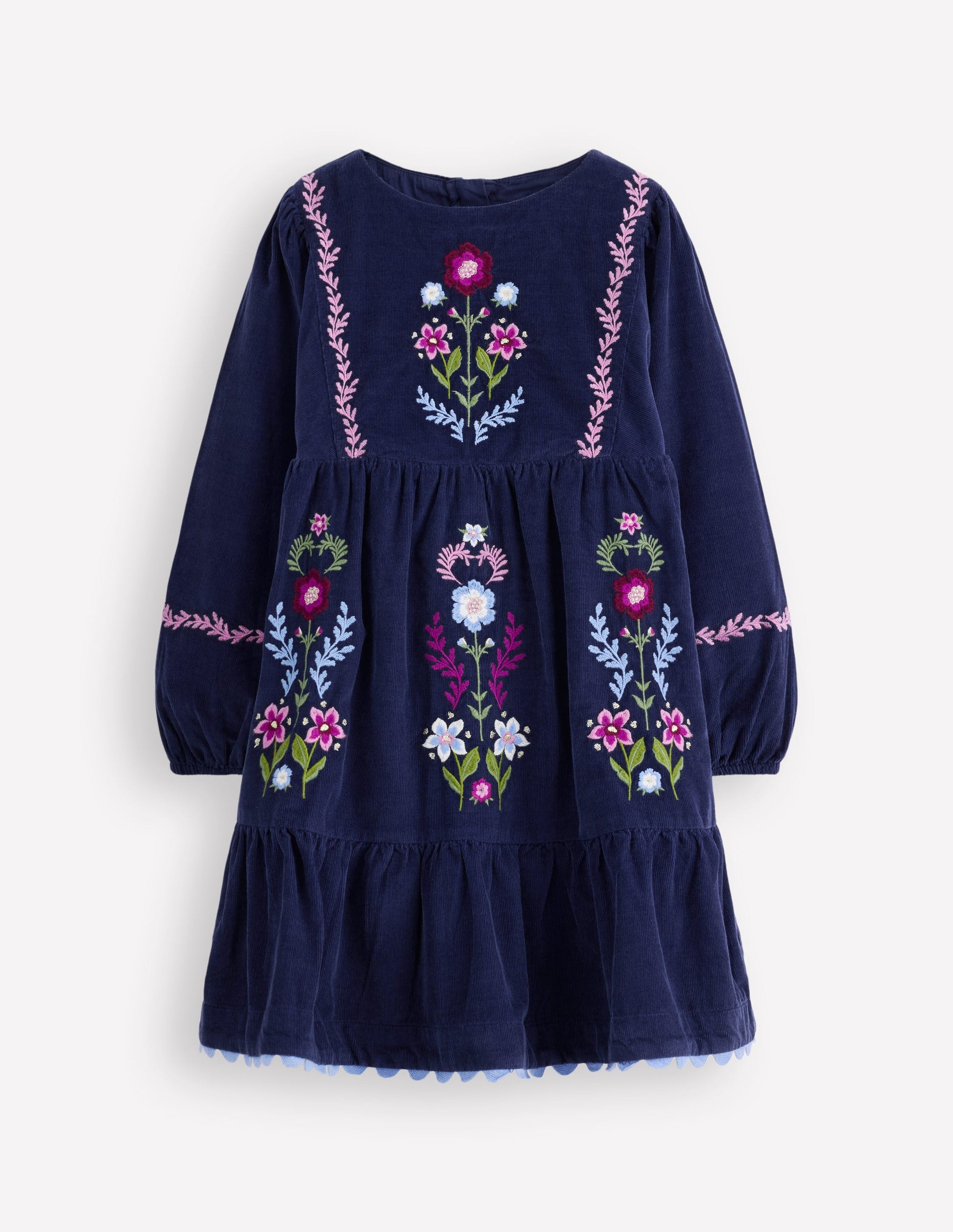 Clover Blouson Cord Dress-College Navy-2