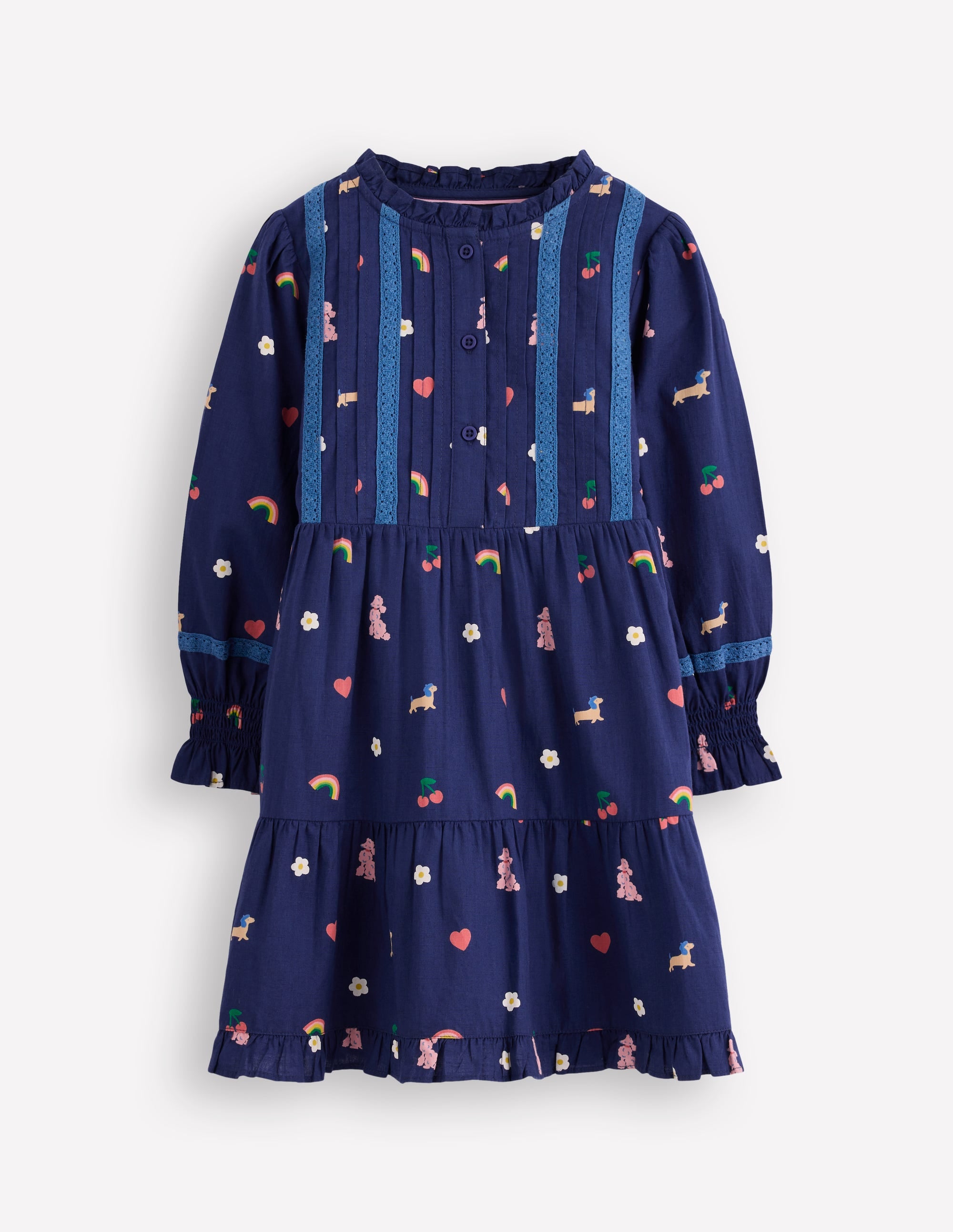 Lace Detail Woven Dress-Starboard Blue Parisian - Image 1