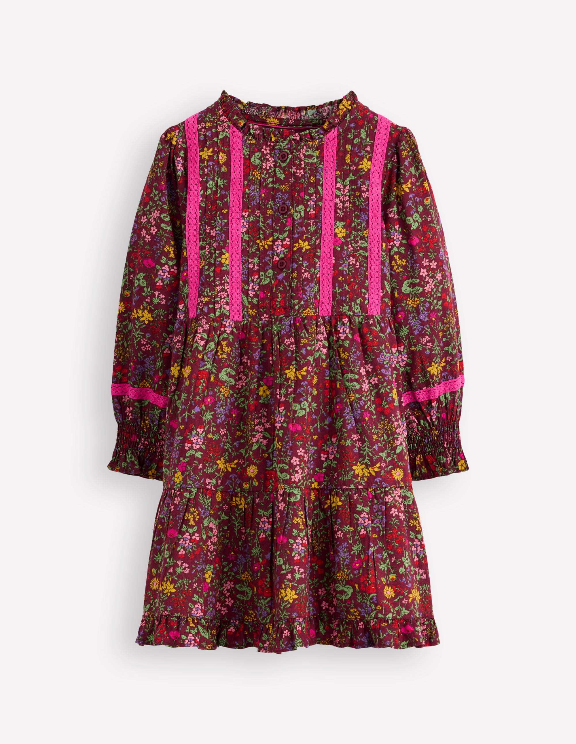 Lace Detail Woven Dress-Chestnut Flower Meadow - Image 1