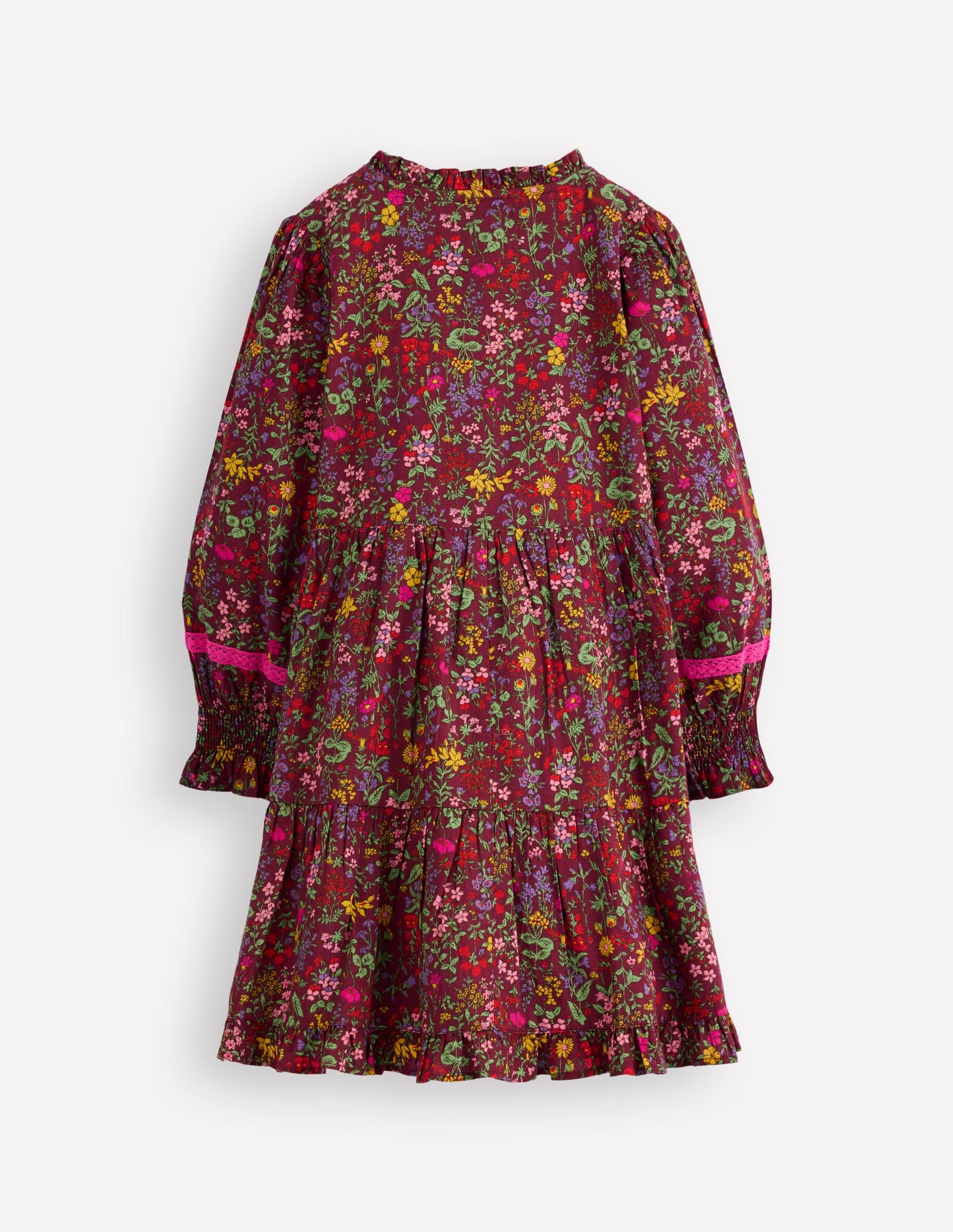 Lace Detail Woven Dress-Chestnut Flower Meadow