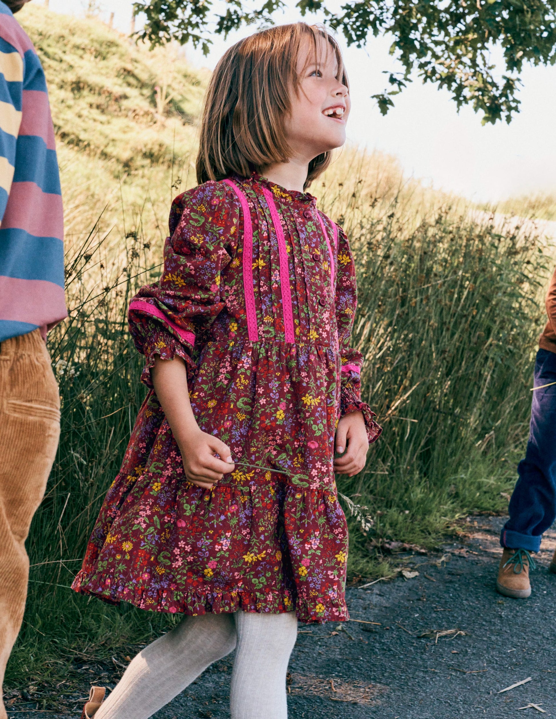 Lace Detail Woven Dress-Chestnut Flower Meadow-1