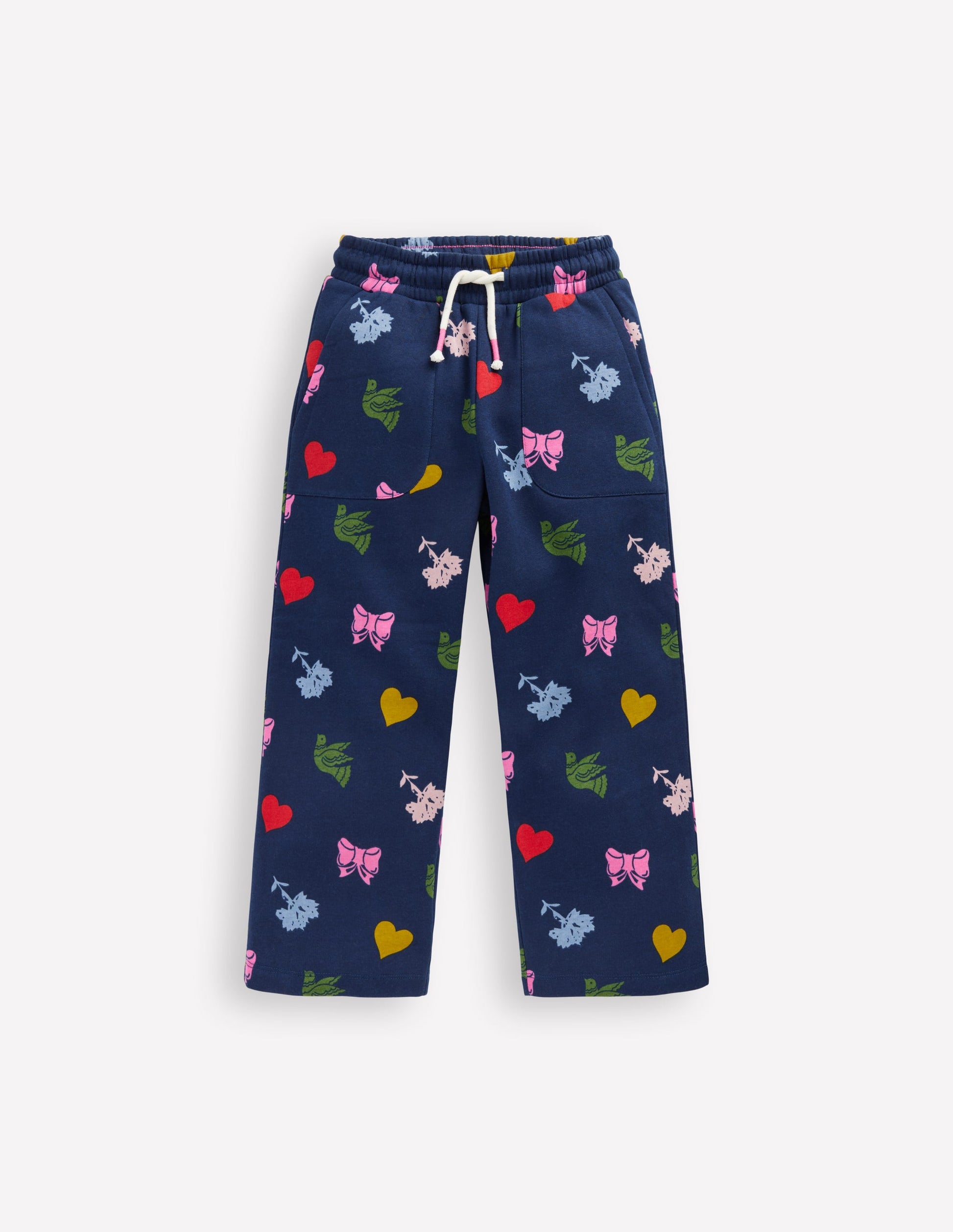Wide Leg Printed Jogger-College Navy Festive Fun-2