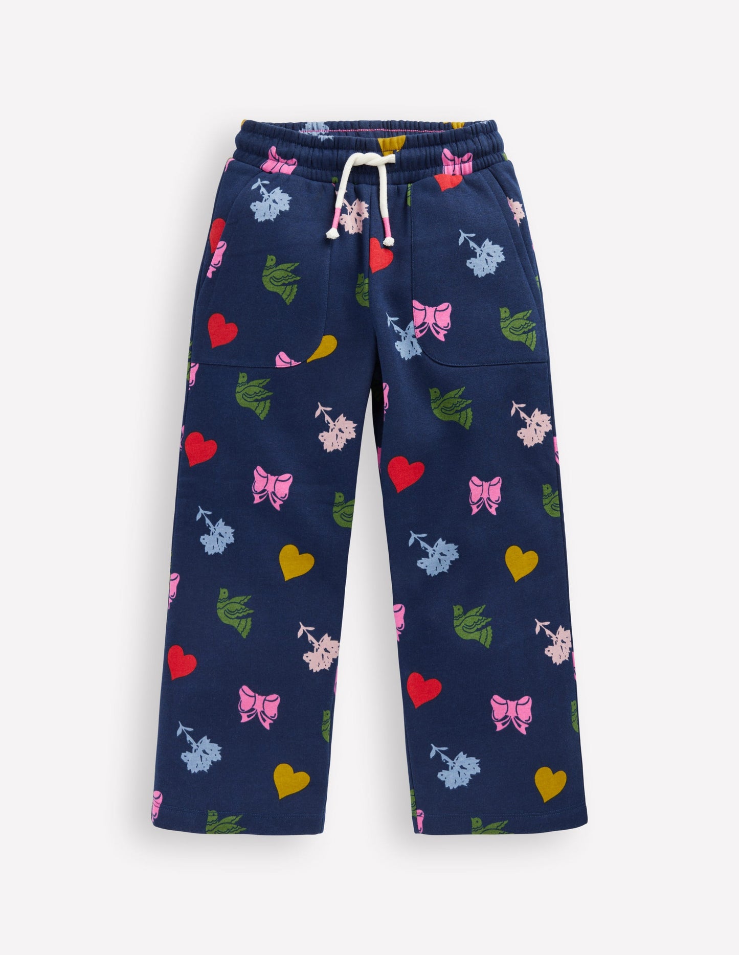 Wide Leg Printed Jogger-College Navy Festive Fun