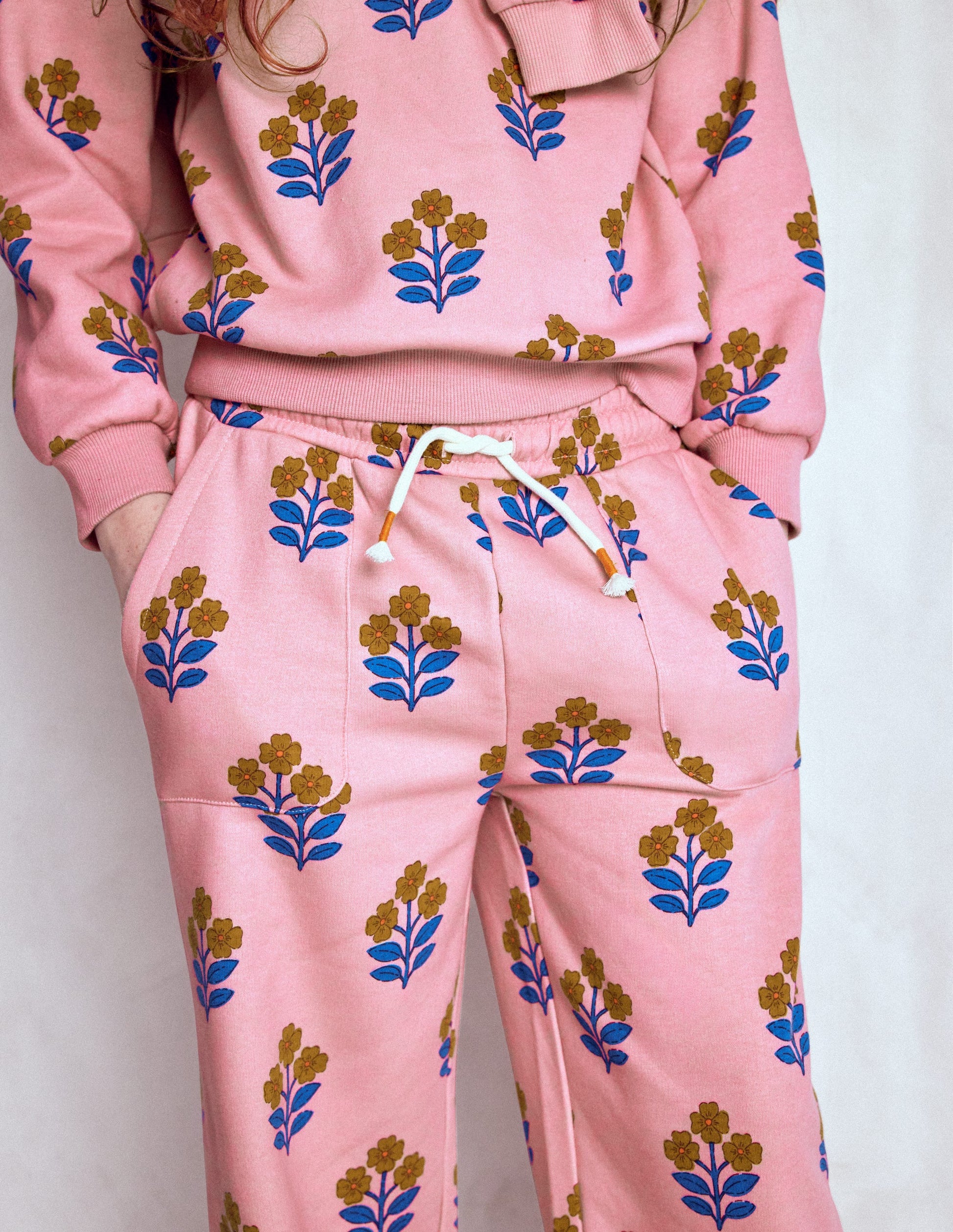 Wide Leg Printed Jogger-Oatmeal Cats-2