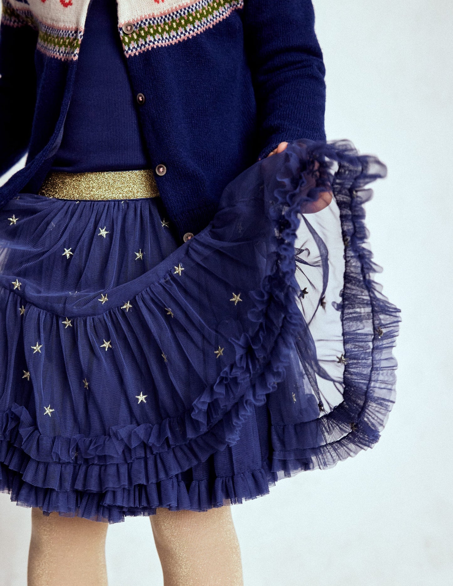 Interest Tulle Skirt-Navy Stars