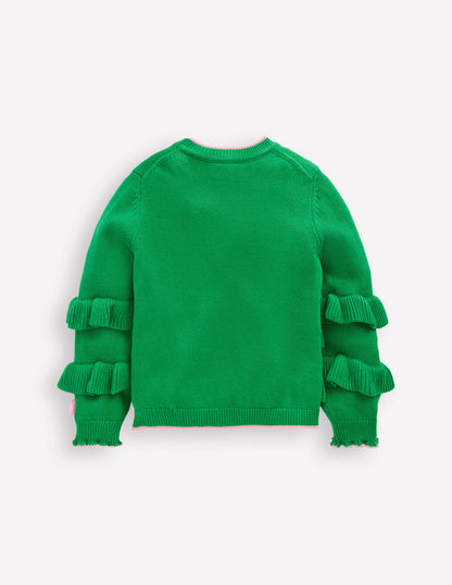 Festive Logo Cardigan-Rich Emerald Christmas Tree-3