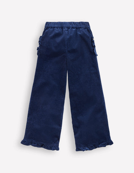 Cord Frill Pull-on Trousers-Navy Sparkle