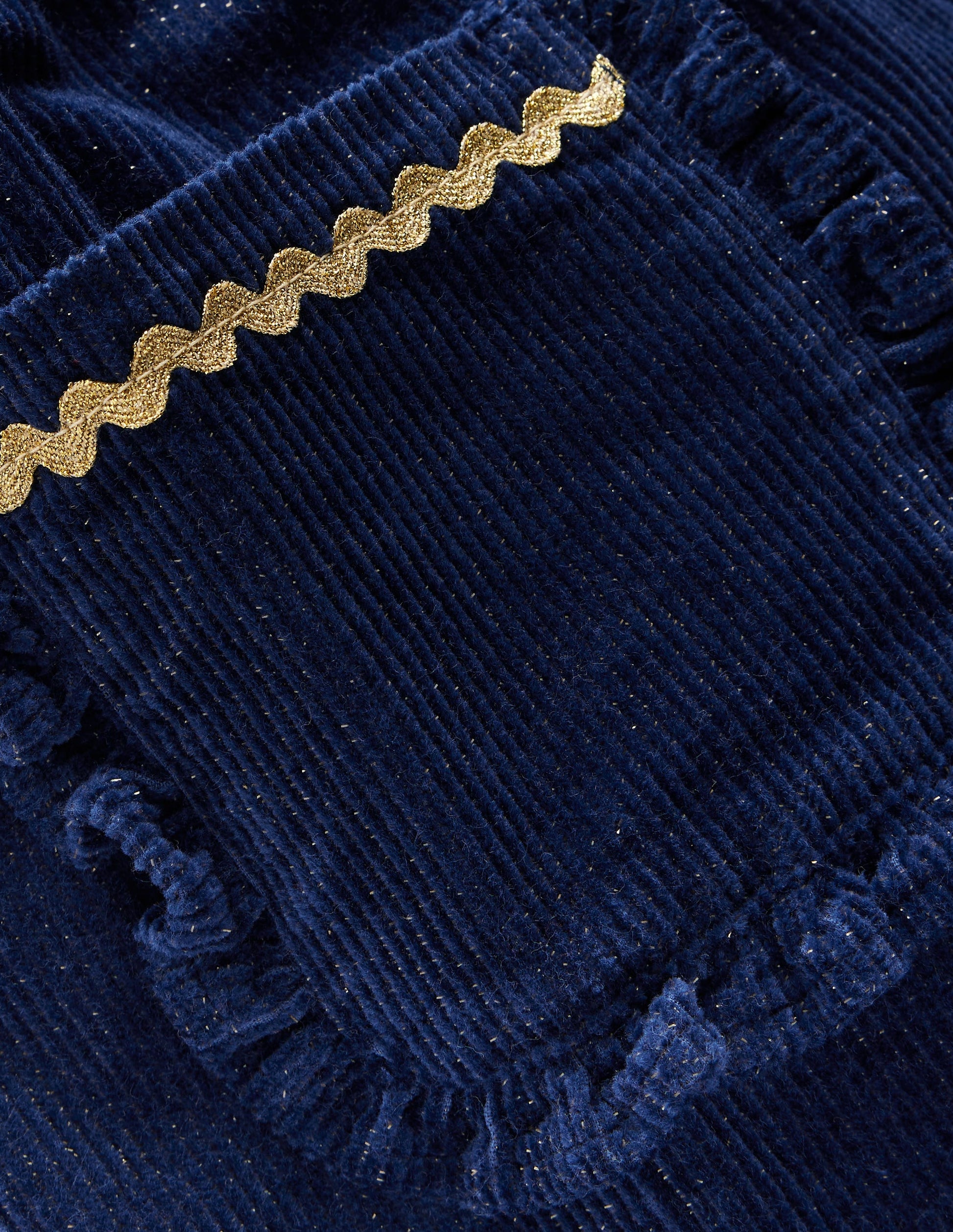 Cord Frill Pull-on Trousers-Navy Sparkle-3