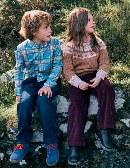 Fair Isle Cable Jumper-Camel Melange
