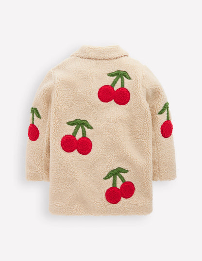 Borg Interest Jacket-Cherry Applique-4