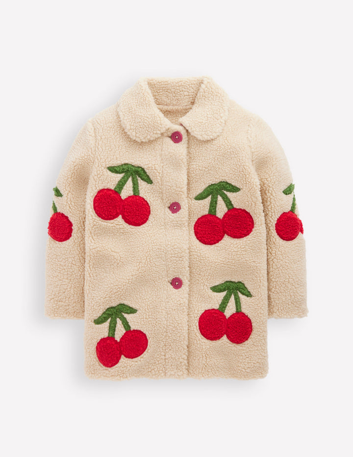 Borg Interest Jacket-Cherry Applique