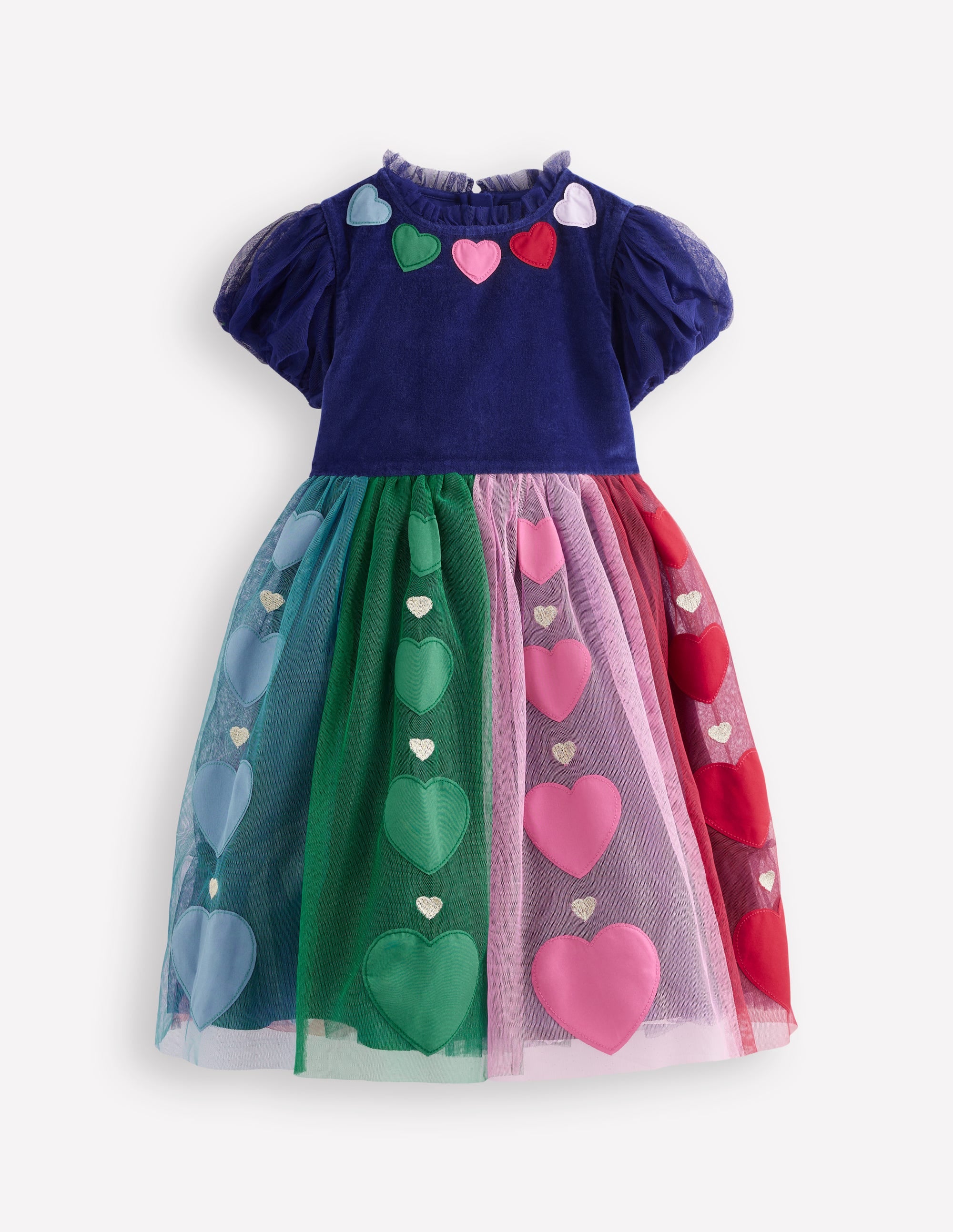 Velvet Tulle Occasion Dress-College Navy Hearts - Image 1