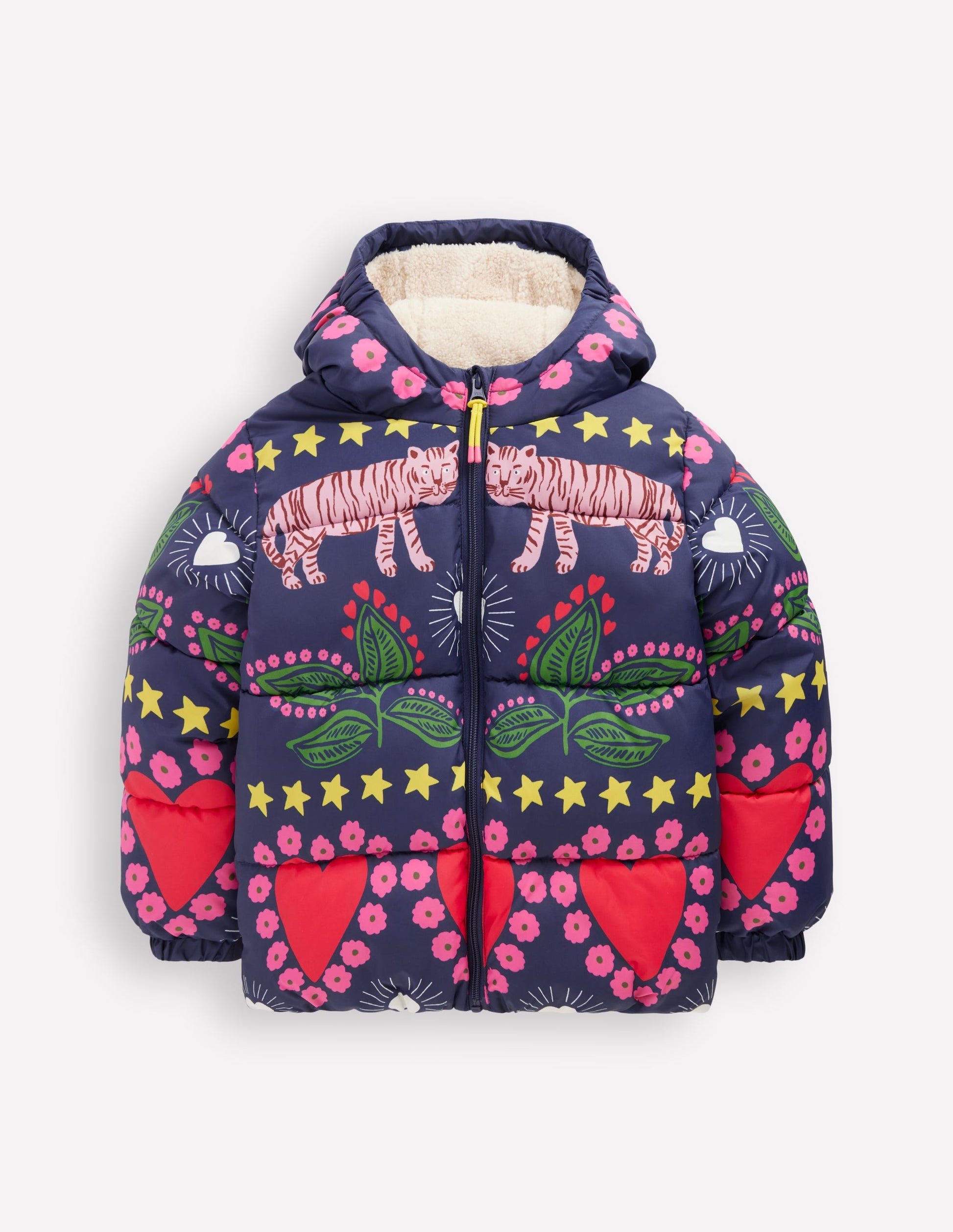 Fun Padded Coat-College Navy Tiger Stripe-5