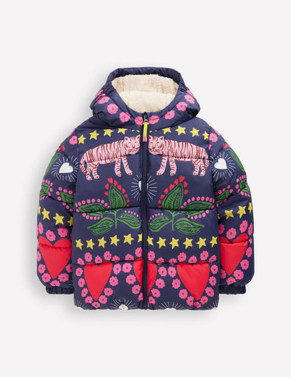 Fun Padded Coat-College Navy Tiger Stripe-5