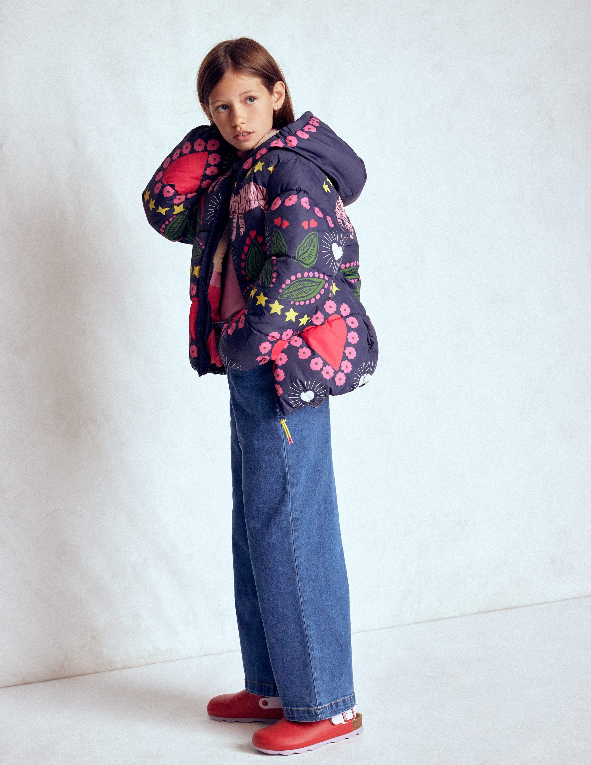 Fun Padded Coat-College Navy Tiger Stripe-2
