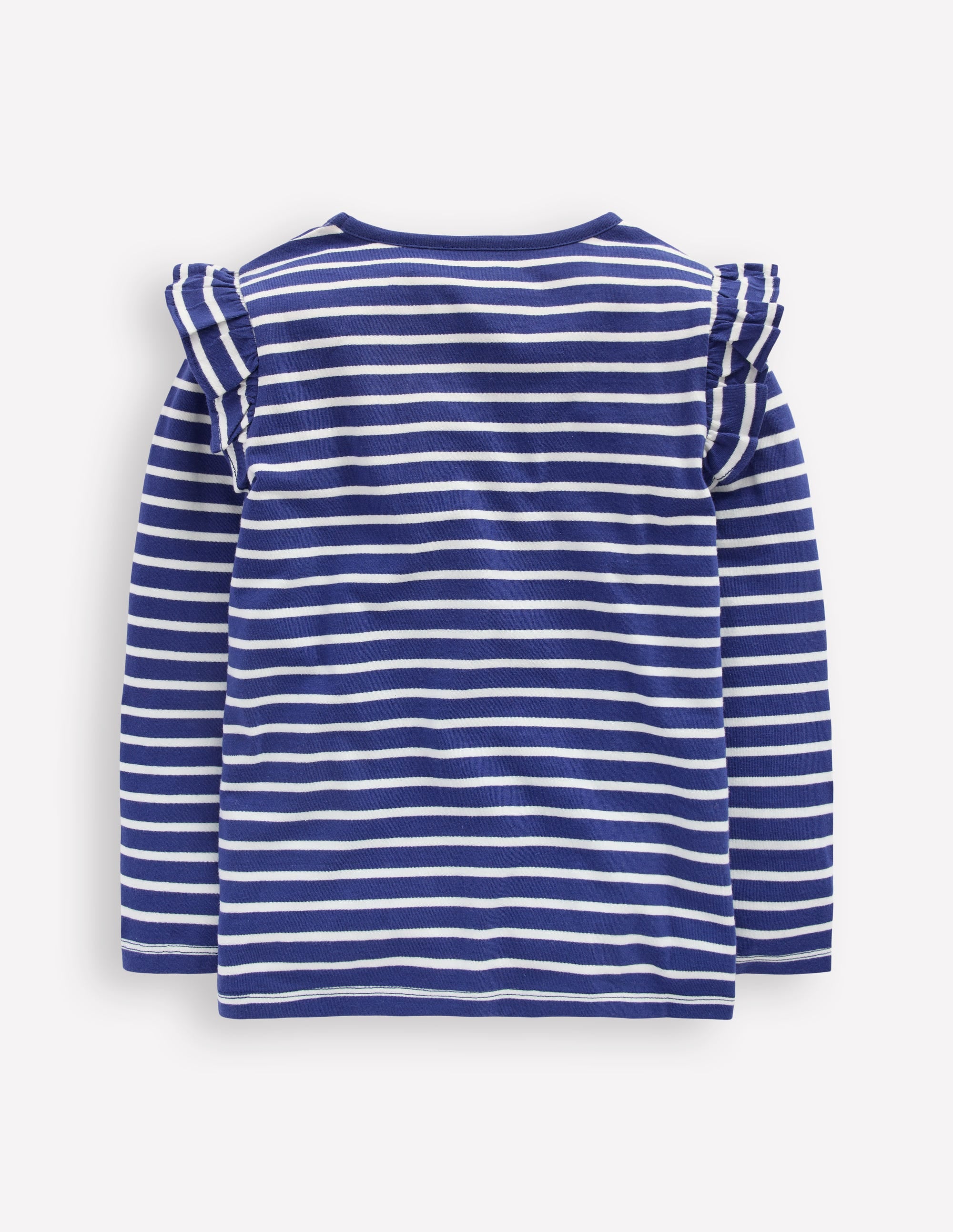 Frill Sleeve Appliqué T-shirt-Starboard Blue Cherry Hearts - Image 2