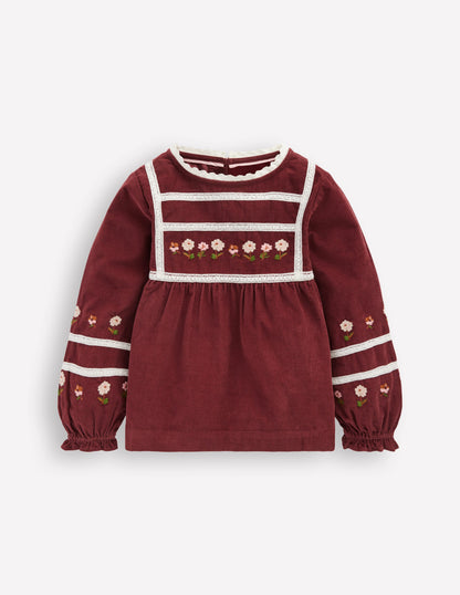 Embroidered Lace Top-Chestnut Embroidery-5