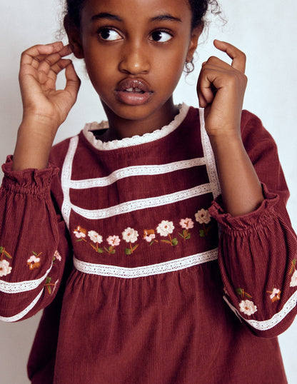 Embroidered Lace Top-Chestnut Embroidery-4
