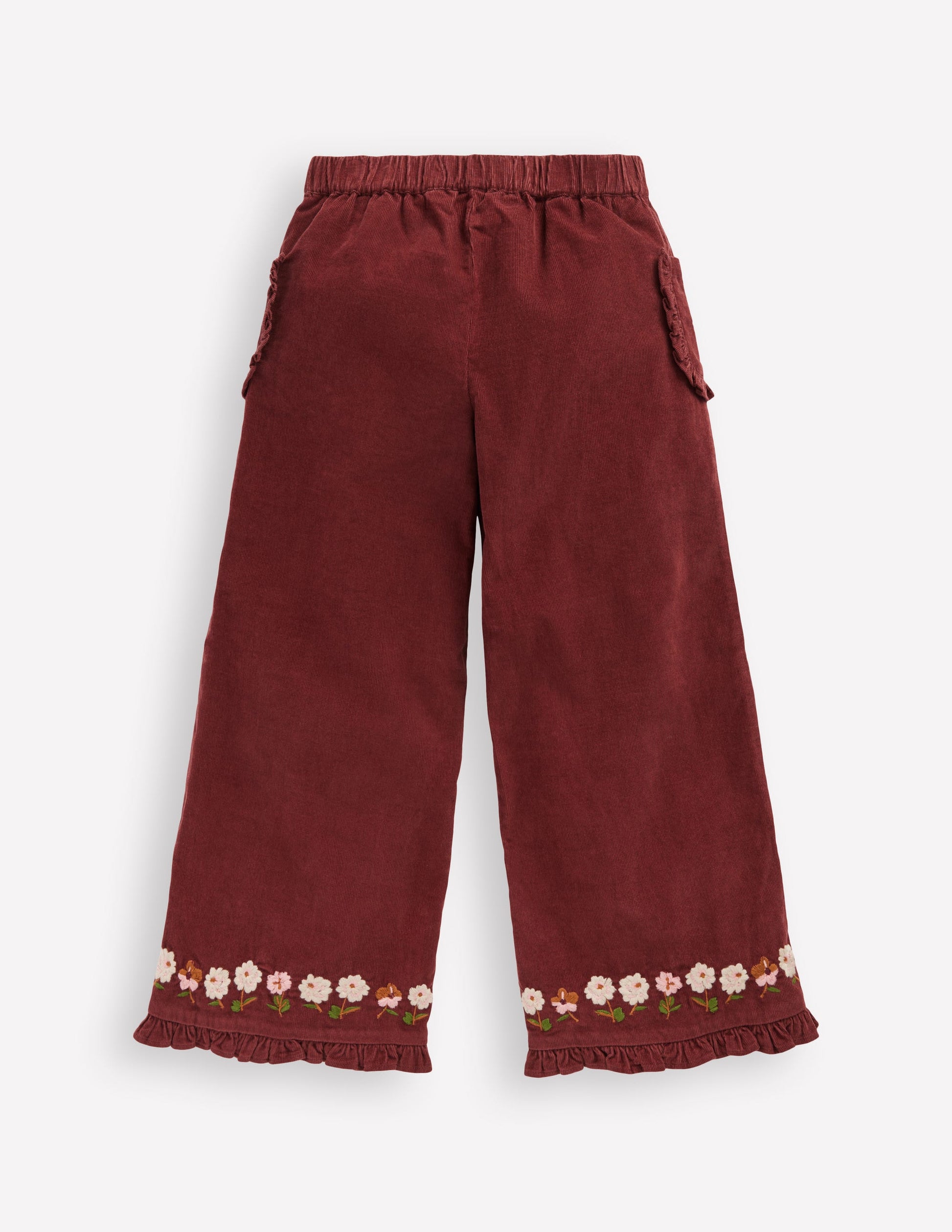 Embroidered Frill Trousers-Chestnut Embroidery-3