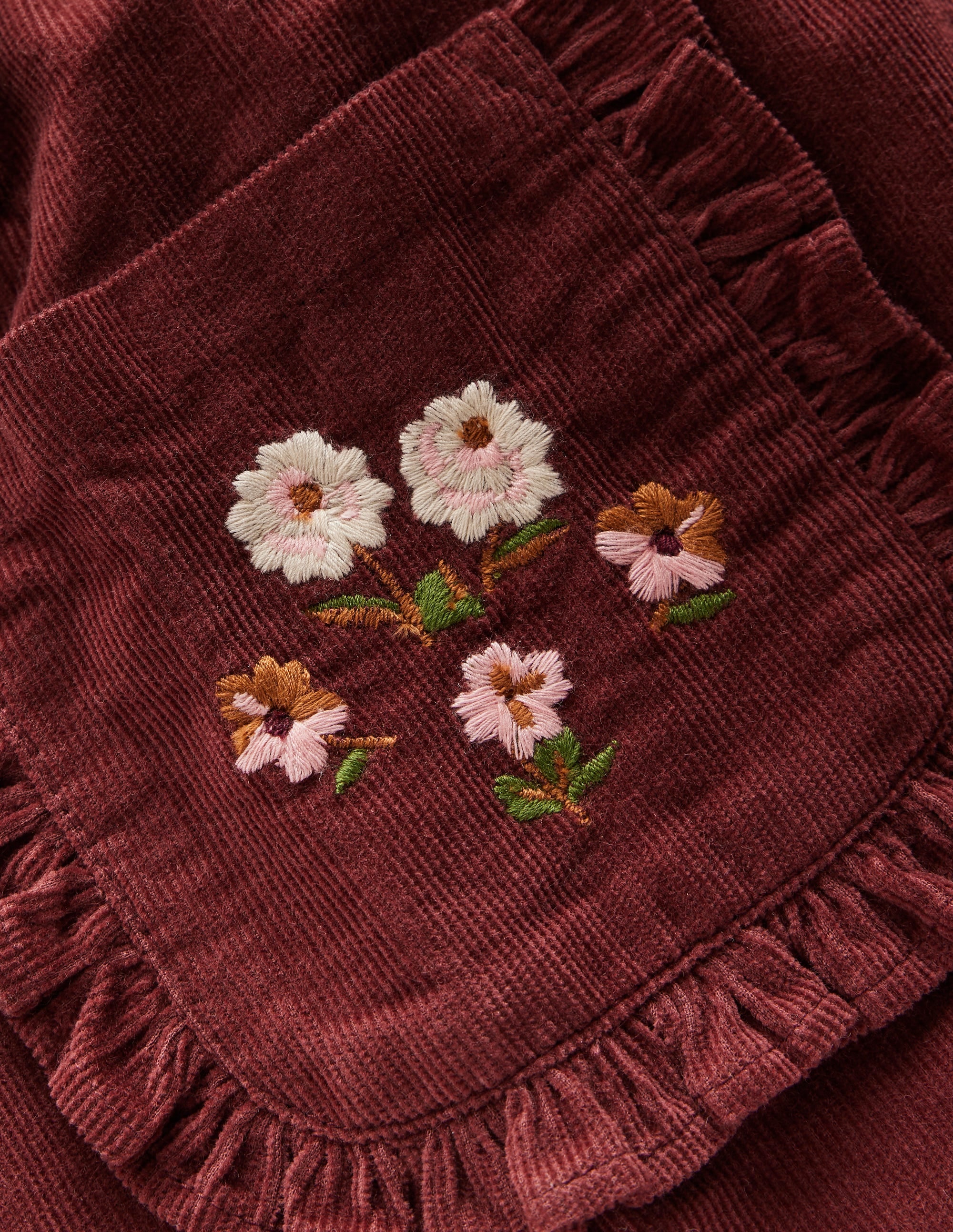 Embroidered Frill Trousers-Chestnut Embroidery - Image 1