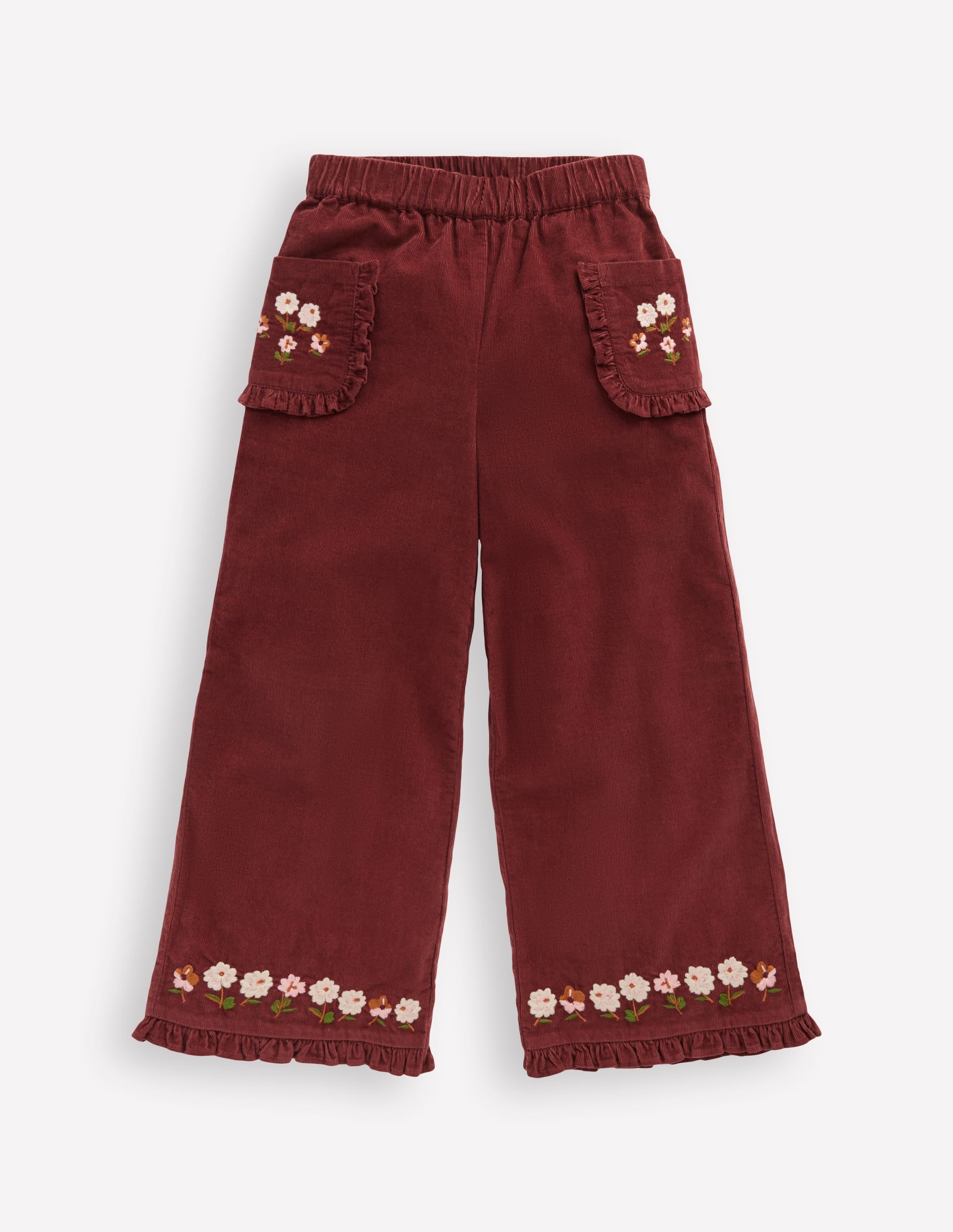 Embroidered Frill Trousers-Chestnut Embroidery - Image 2