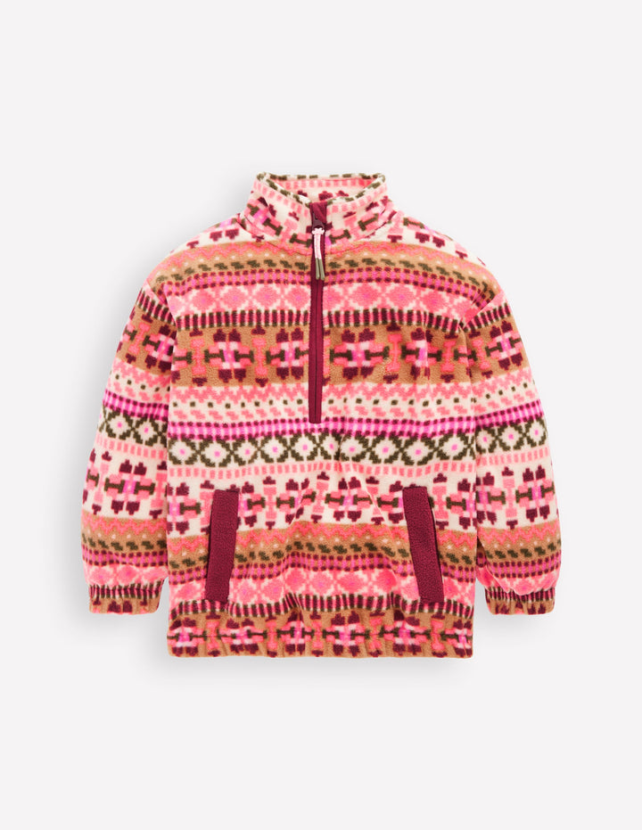 Cosy Geometric Fleece-Pink Aztec Geo