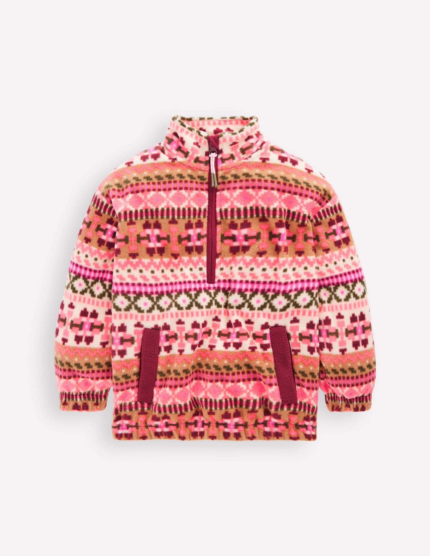 Cosy Geometric Fleece-Pink Aztec Geo
