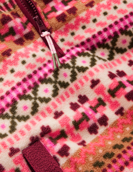 Fair Isle Fleece-Pink Aztec Geo