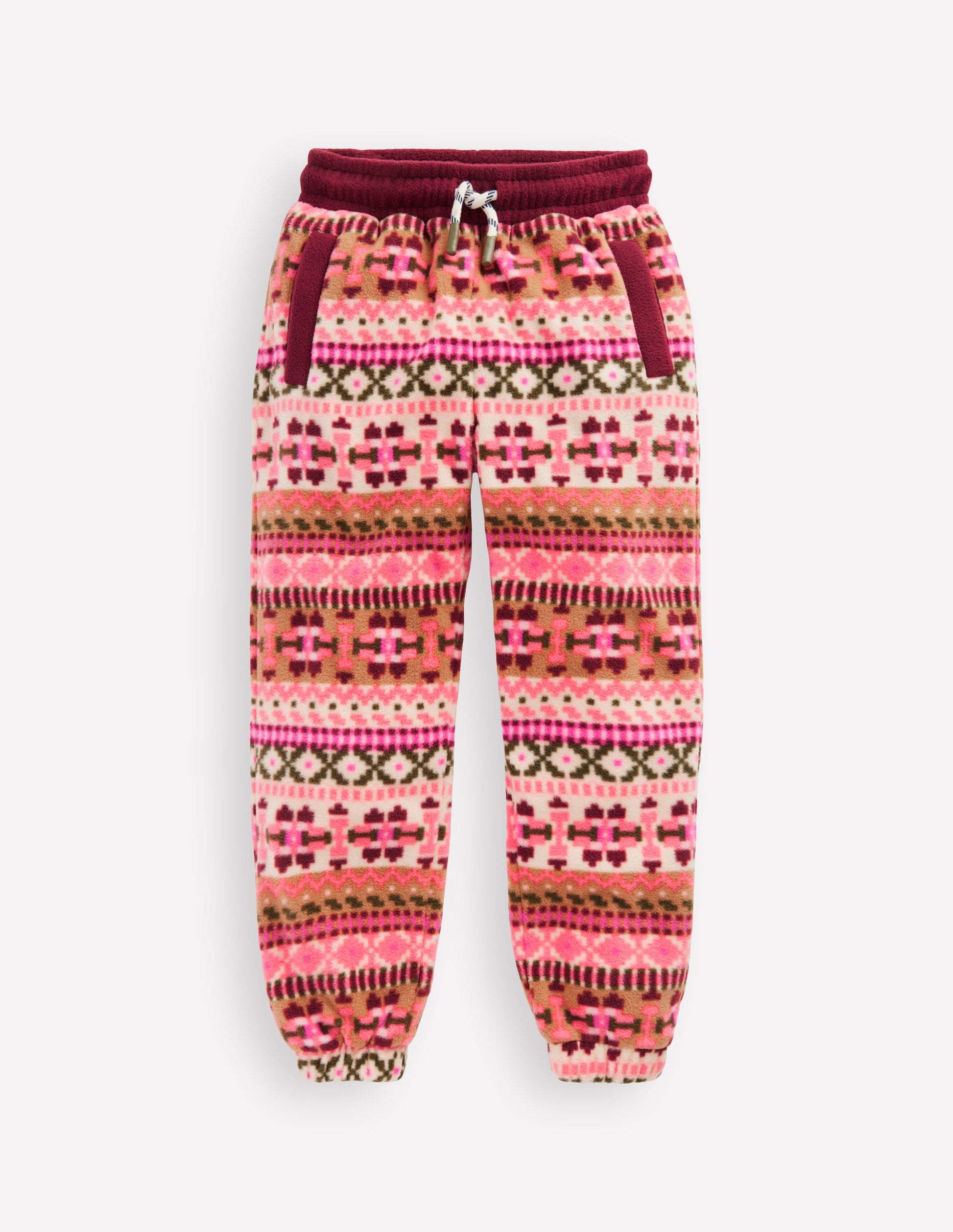 Fair Isle Joggers-Pink Aztec Geo-1