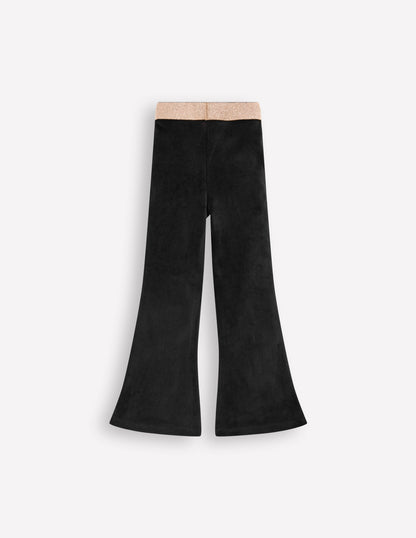 Velvet Flared Leggings-Black-2