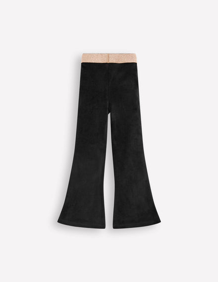Velvet Flared Leggings-Black