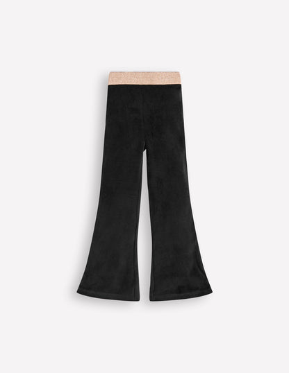 Velvet Flared Leggings-Black-1