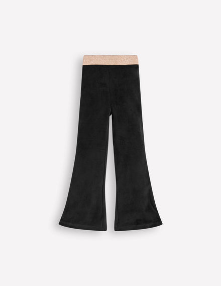 Velvet Flared Leggings-Black