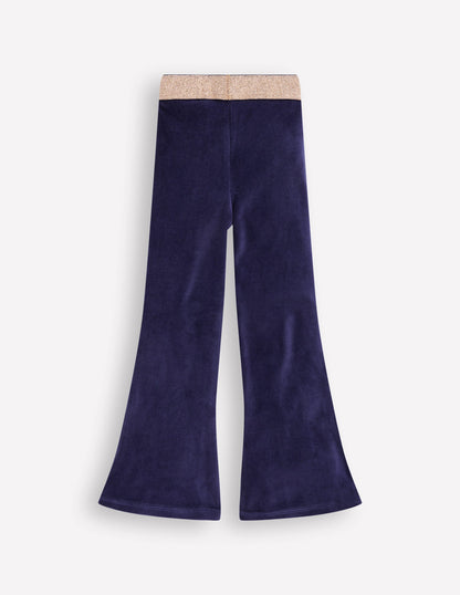Velvet Flared Leggings-College Navy-2