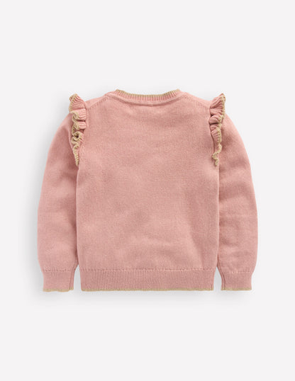 Fun Frill Logo Jumper-Vintage Pink Gingerbread House-2