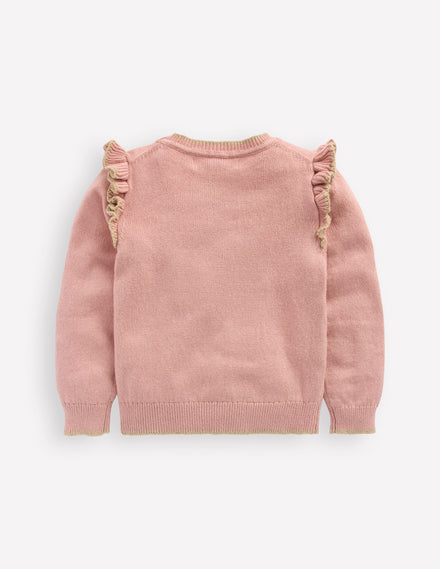 Fun Frill Logo Jumper-Vintage Pink Gingerbread House