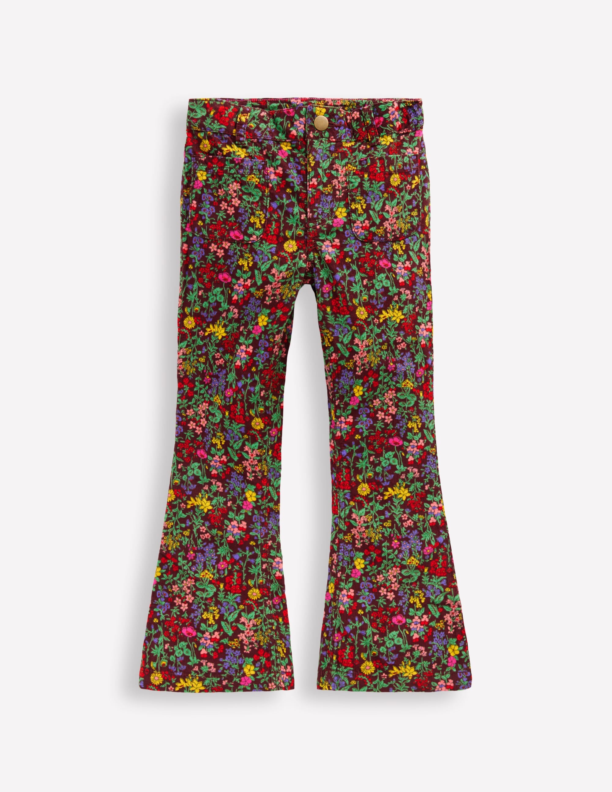 Printed Kick Flare Trousers-Chestnut Flower Meadow - Image 1