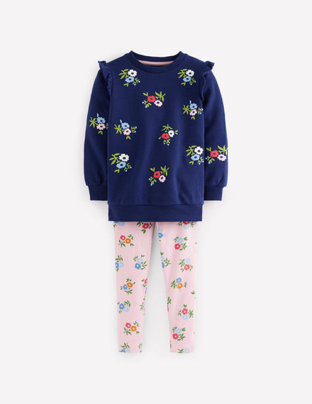 Embroidered Tunic Set-College Navy Embroidery