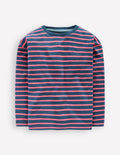 Long Sleeve Relaxed Breton-North Sea Blue/Salmon Pink