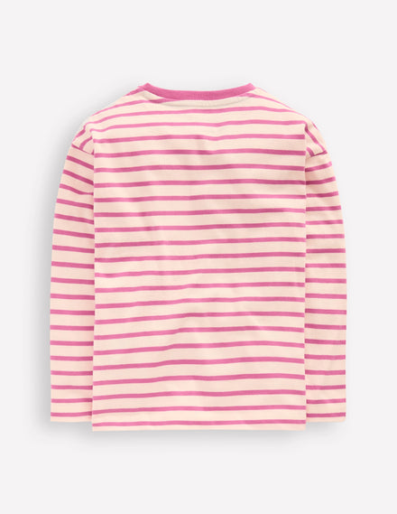 Long Sleeve Relaxed Breton-Pink/Oatmeal Marl