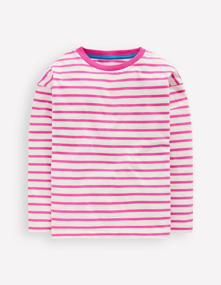 Long Sleeve Relaxed Breton-Tickled Pink/Ivory