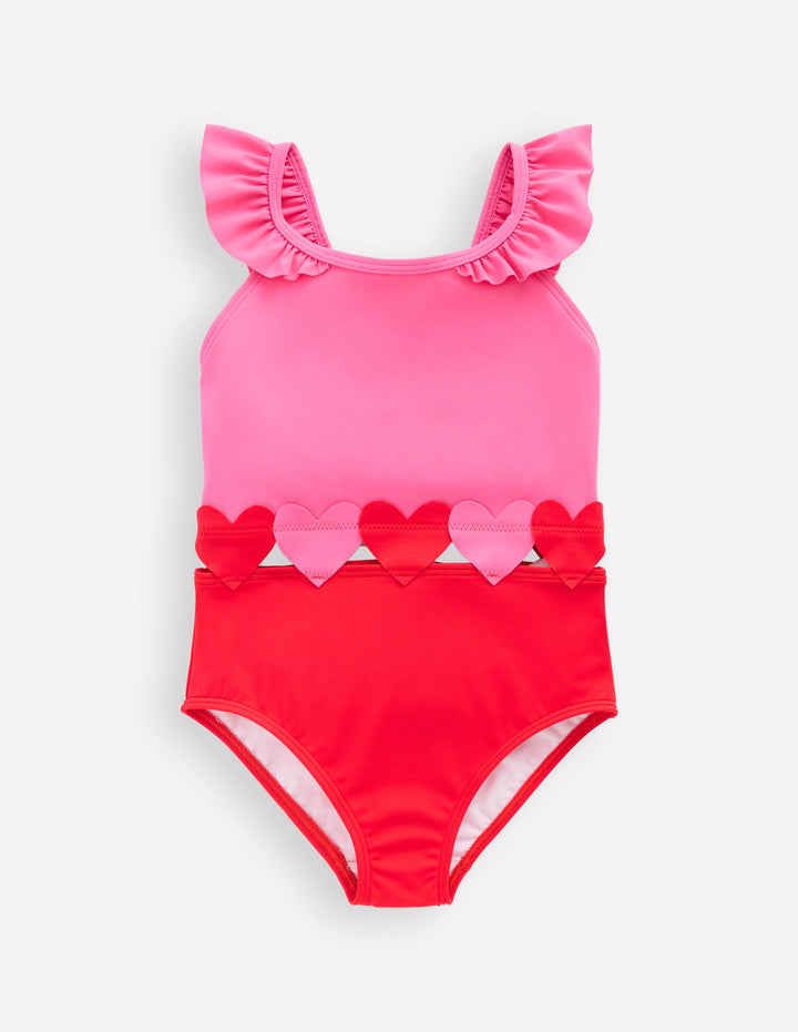 Hallie Frill Strap Swimsuit-Poppy Red