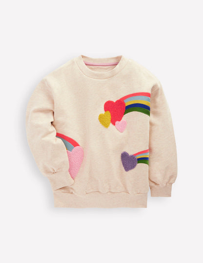 Bobbie Appliqué Sweatshirt-Ivory Rainbows-2