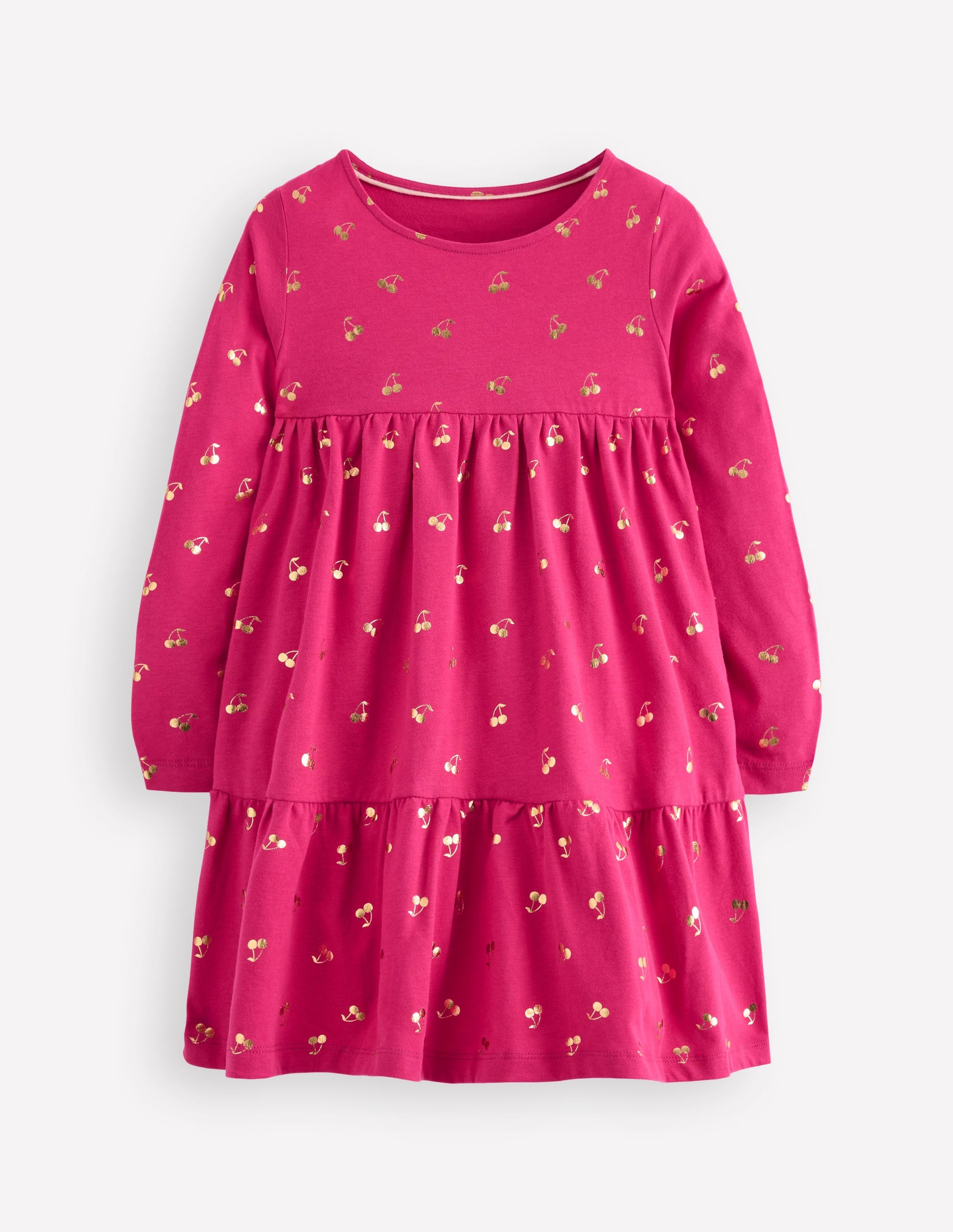 Ariel Long Sleeve Twirly Dress-Cherry Jam Foil Cherries-3