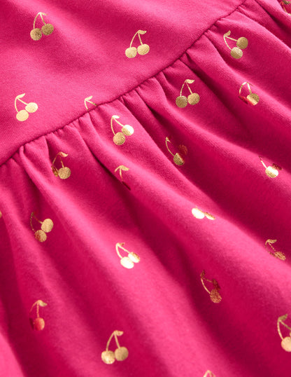 Ariel Long Sleeve Twirly Dress-Cherry Jam Foil Cherries-5