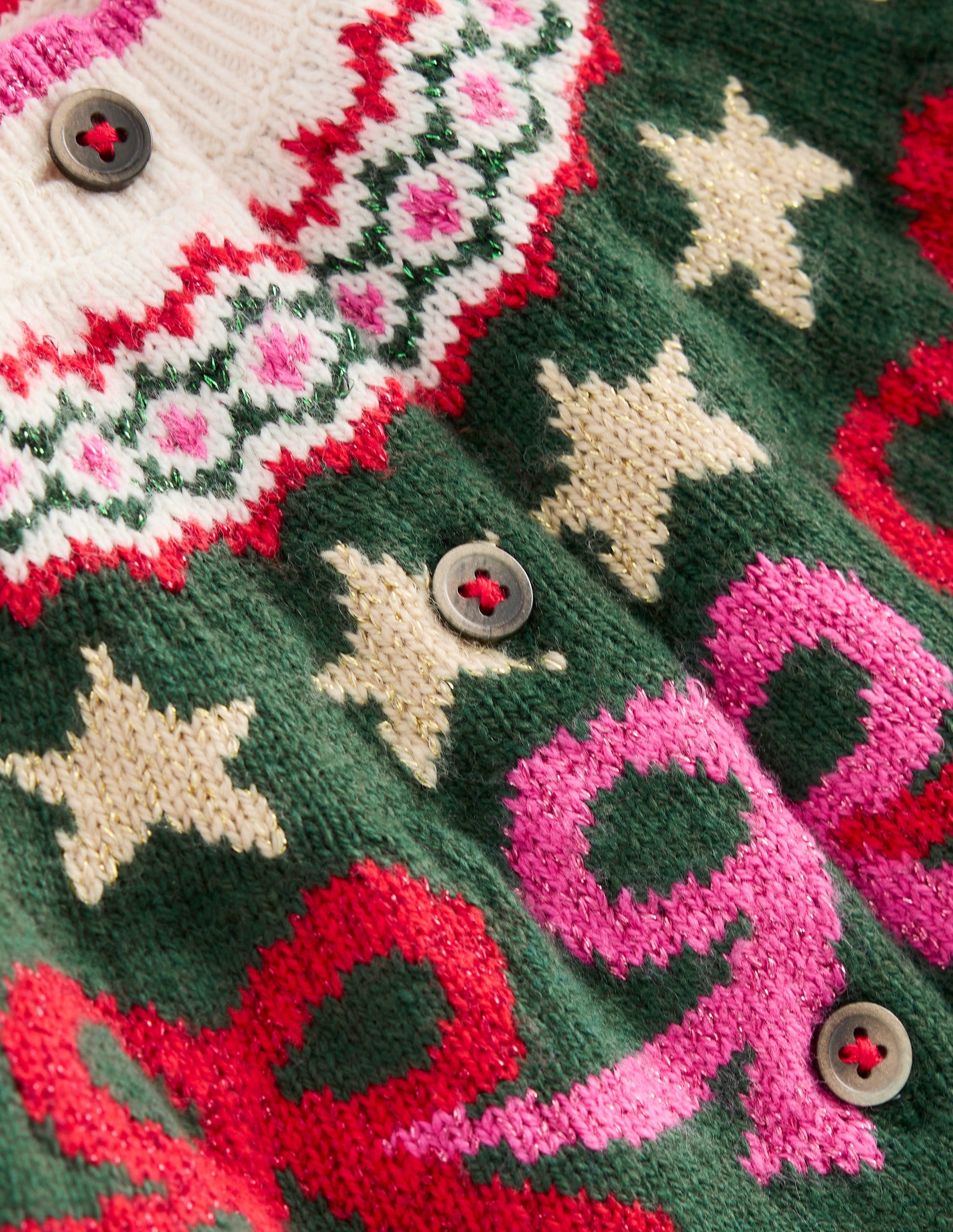 Edie Fair Isle Cardigan-Emerald Night Bows-4