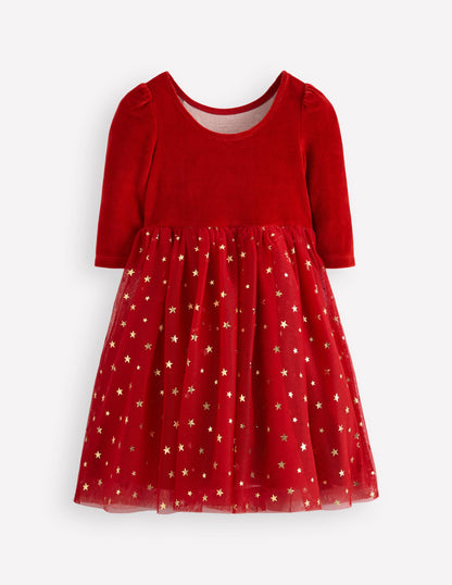 Velour Tulle Appliqué Dress-Carmine Red Nutcracker-3