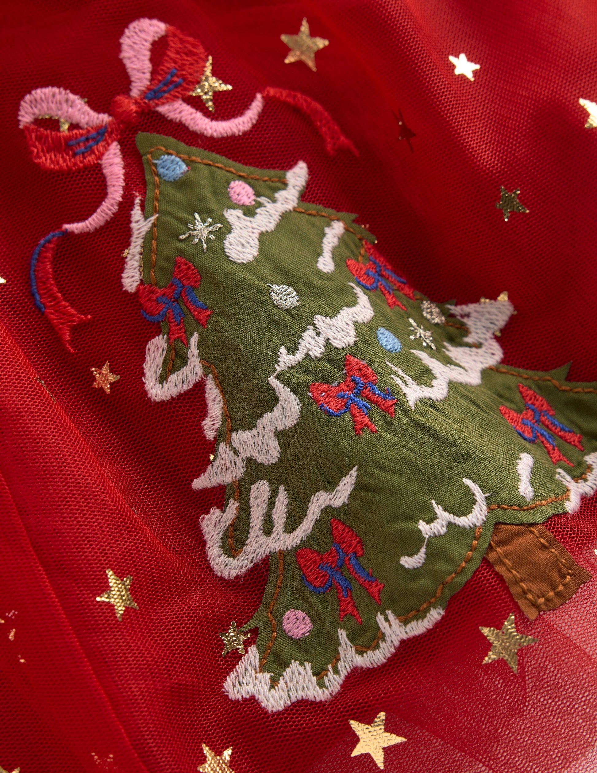 Velour Tulle Appliqué Dress-Carmine Red Nutcracker-4